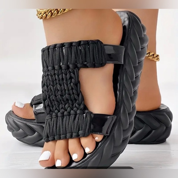 Halo & Harley Shoes - Summer Soft Sole Braided Sandals - Women's Solid Color Platform